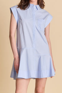 Powder Blue Collar Flare Skirt Dress