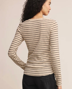 Z Supply Oatmeal Heather Eve Stripe LS Henley Top