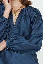 Load image into Gallery viewer, Sapphire Blue LS Split Neck Blouse