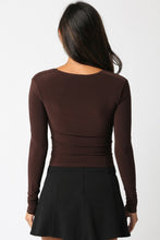 Load image into Gallery viewer, Chocolate Brown LS Wide Neck Top