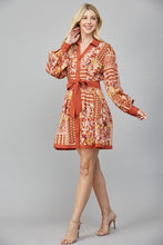 Load image into Gallery viewer, Brown Multi Print LS Shirt Dress