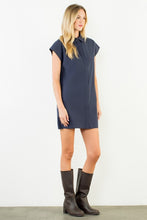Load image into Gallery viewer, Navy Button Down Collared Short Dress (THML)