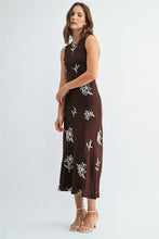 Load image into Gallery viewer, Brown Embroidery Slvls Long Dress