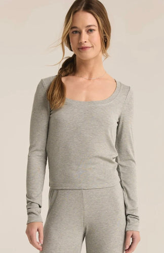 Z Supply Heather Grey Leila Rib LS Top