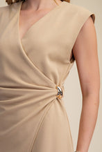 Load image into Gallery viewer, Taupe A-Line Slvls Wrap Midi Dress