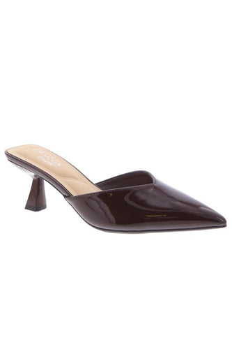 Brown Patent Pointed Toe Heel