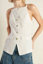 Load image into Gallery viewer, White Pinstripe Seersucker Top