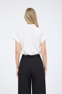 White Pinstripe Collared Shirt
