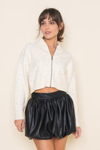 Load image into Gallery viewer, Cream Pearl Detail Knit Bomber Jacket