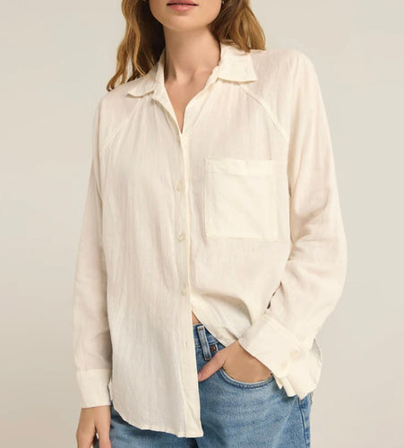 Z Supply White Perfect Linen Top