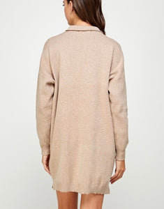 Sand LS Zipper Knit Dress