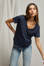 Load image into Gallery viewer, Perfect White Tee Navy Cotton SS V-Neck Tee
