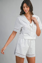 Load image into Gallery viewer, Off White Embroidery SS Top + Shorts Set