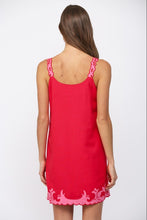Load image into Gallery viewer, Red Embroidered Mini Shift Dress