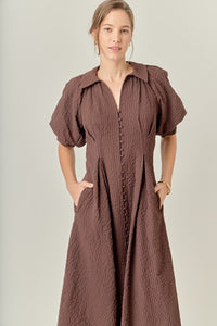 Brown Shirt Midi Dress