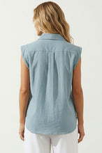 Load image into Gallery viewer, Blue Cap Slv Hidden Placket Blouse