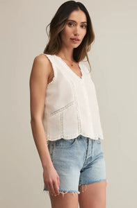 Z Supply White Tomi Embroidered Tank Top