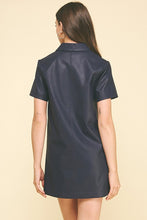 Load image into Gallery viewer, Navy Leather Tunic Dress