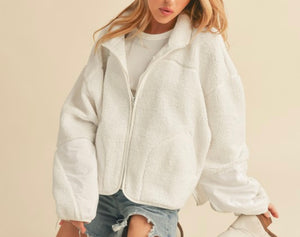 Cozy White Zip Up Jacket