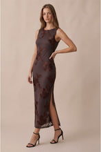 Load image into Gallery viewer, Brown Floral Mesh Midi Dress