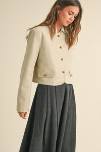 Sand Leather Cropped Jacket