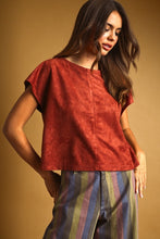 Load image into Gallery viewer, Rust Suede Slvls Crop Top