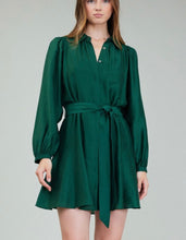 Load image into Gallery viewer, Jewel Green LS Dress w/ Waist Belt