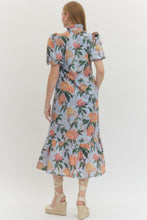 Load image into Gallery viewer, Blue Floral Puff Slv Midi Dress