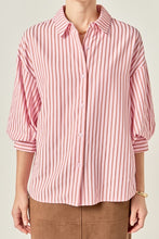 Load image into Gallery viewer, Pink/Tan Striped Balloon Slv Shirt