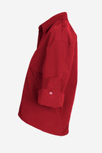 Load image into Gallery viewer, Rolled Sleeve Button Up Blouse Red