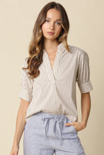 Load image into Gallery viewer, Lt. Taupe Striped V-Neck Top
