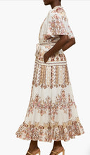 Load image into Gallery viewer, Cream Multi Print Tie Frnt Maxi Dress