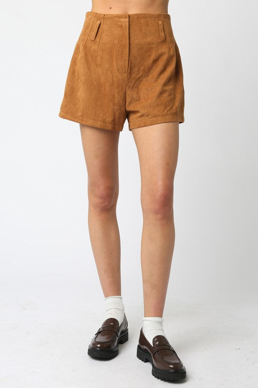 Camel Suede Shorts w/ Belt Loops