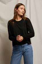 Load image into Gallery viewer, PWT LS Cotton Boxy Crewneck Tee True Black