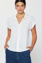 Load image into Gallery viewer, White Cap Slv Button Down Blouse