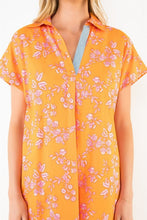 Load image into Gallery viewer, Orange SS Floral Pattern V-Neck Dress (THML)