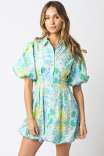 Load image into Gallery viewer, Lime Multi Floral Puff Slv Dress