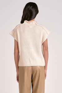 Off White Crew Neck Cap Slv Sweater Top