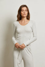 Load image into Gallery viewer, Perfect White Tee Ash Waffle LS U Neck Tee