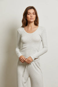 Perfect White Tee Ash Waffle LS U Neck Tee