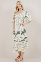 Load image into Gallery viewer, Apricot Printed SS V-Neck Long Dress