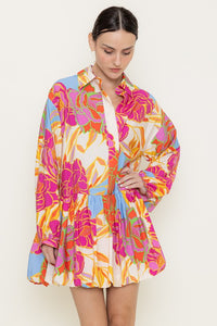 Flirty in Floral Shirt Dress
