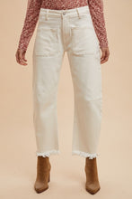 Load image into Gallery viewer, Ivory Fray Hem Slim Barrel Leg Jeans