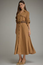 Load image into Gallery viewer, Camel Soft Suede Belted Maxi Dress