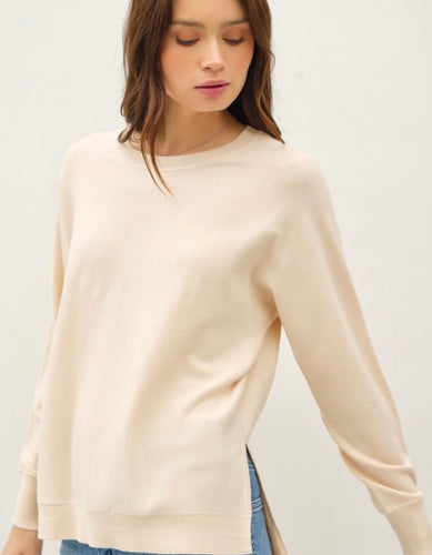 Champagne Ultra Soft Split Side Knit Sweater