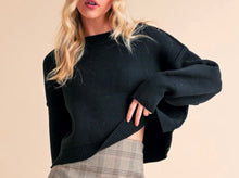 Load image into Gallery viewer, Black Slouchy Cropped Sweater