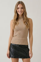 Load image into Gallery viewer, Tan Slvls Turtleneck Knit Top