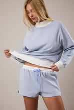 Load image into Gallery viewer, Lt. Blue/Cream Mock Neck Striped Top + Short Set