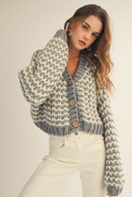 Load image into Gallery viewer, Lt. Grey Chunky Ribbed Knit Cardigan