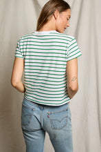 Load image into Gallery viewer, Perfect White Tee Everett Green Striped Jersey SS Tee